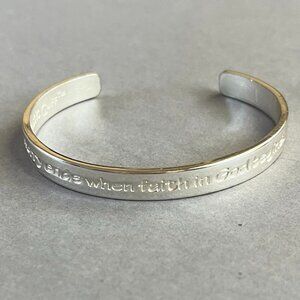 Rustic Cuff Stainless.30" wide "Worry ends when faith in God begins" Inspiration